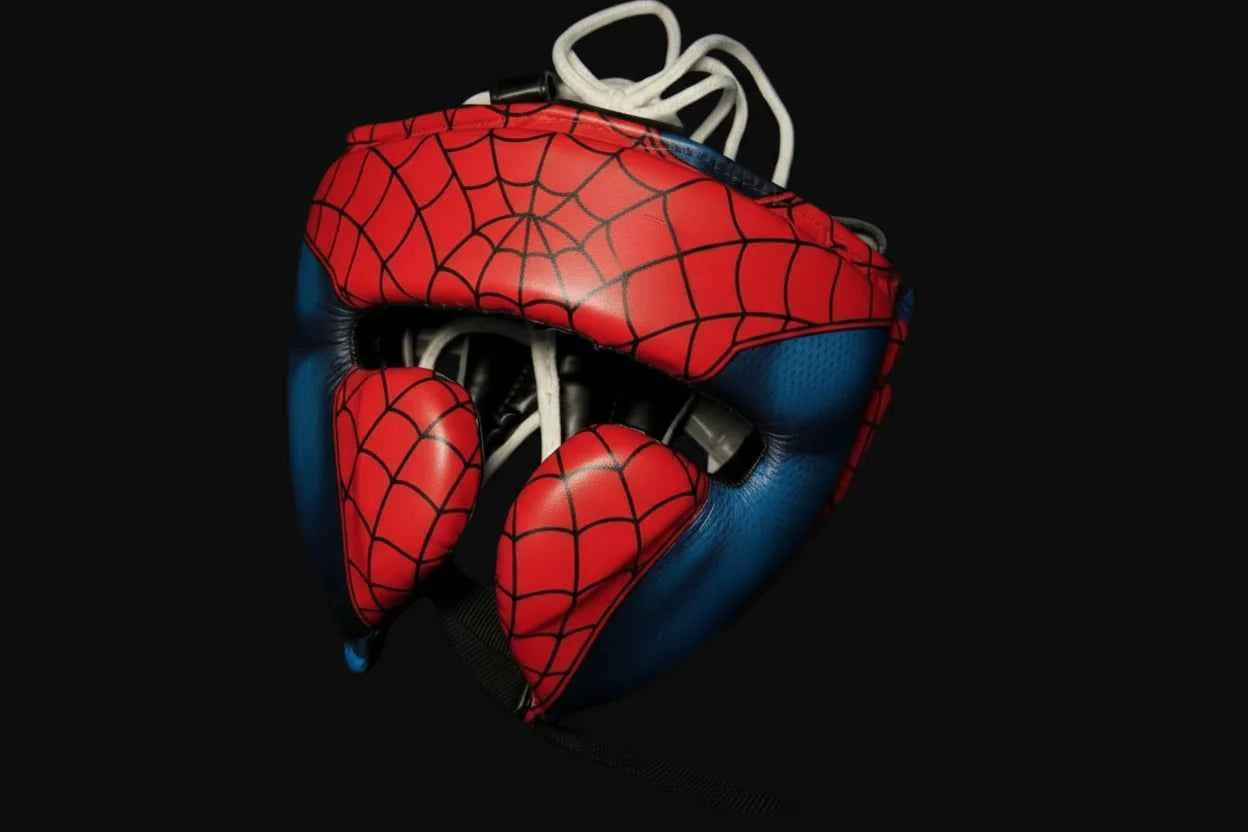 Custom Spider-Man Sparring Set - Hand-Crafted Leather Gloves, Headgear & Groinguard - PunchPro Boxing