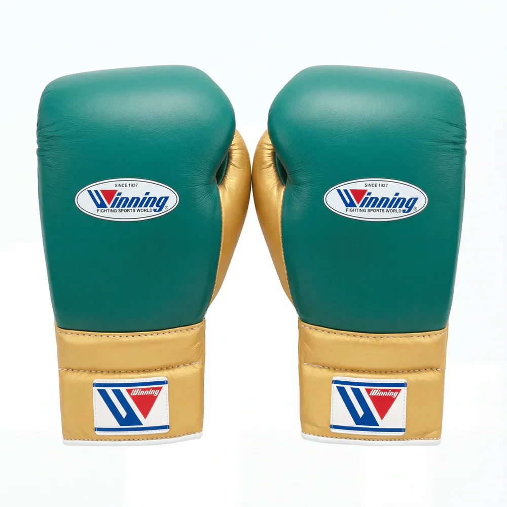 Winning Japan Boxing Gloves MS-600 - Forest Green & Metallic Gold Custom Edition - PunchPro Boxing