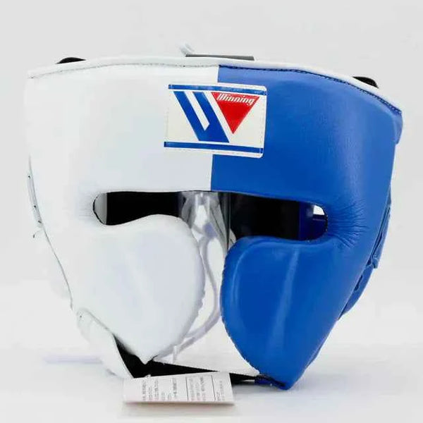 Winning Japan Professional Boxing Headgear FG-2900 - Custom White & Royal Blue Two-Tone Design