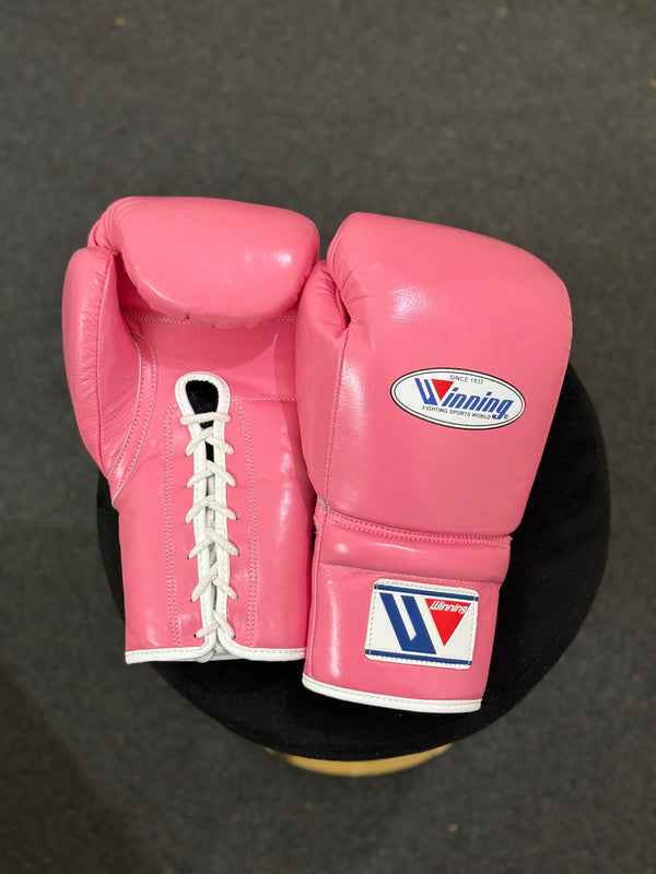 Winning Custom Pink Boxing Gloves - Premium Japan-Made Lace-Up Sparring Gloves (8oz–20oz Available) - PunchPro Boxing