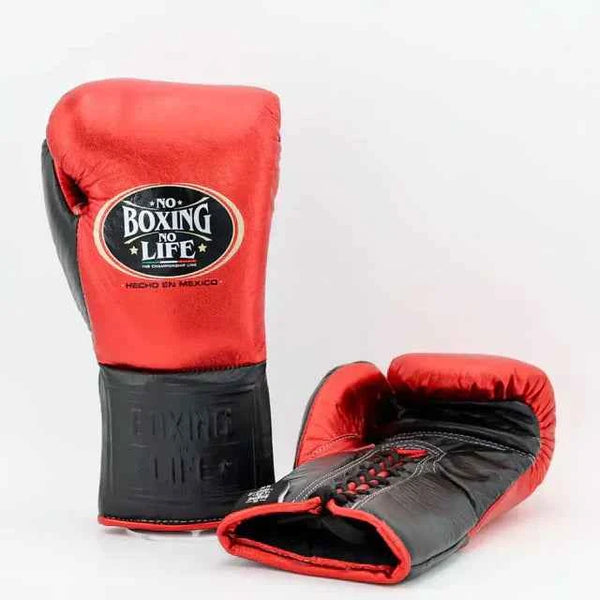 No Boxing No Life Lace-Up Gloves - Metallic Red & Black Custom Edition