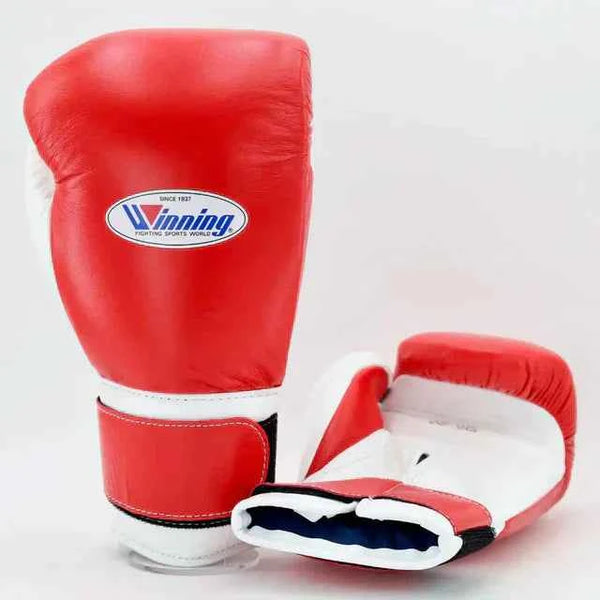 Winning Japan Boxing Gloves MS-600-B - Classic Red & White Custom Velcro Edition