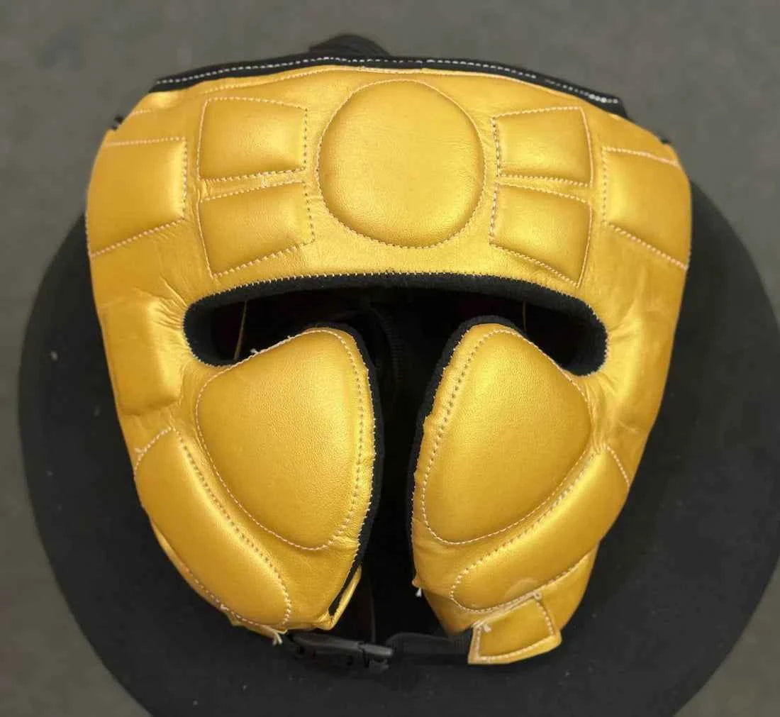 No Boxing No Life Headgear - Professional Custom Full Metallic Gold Edition - PunchPro Boxing