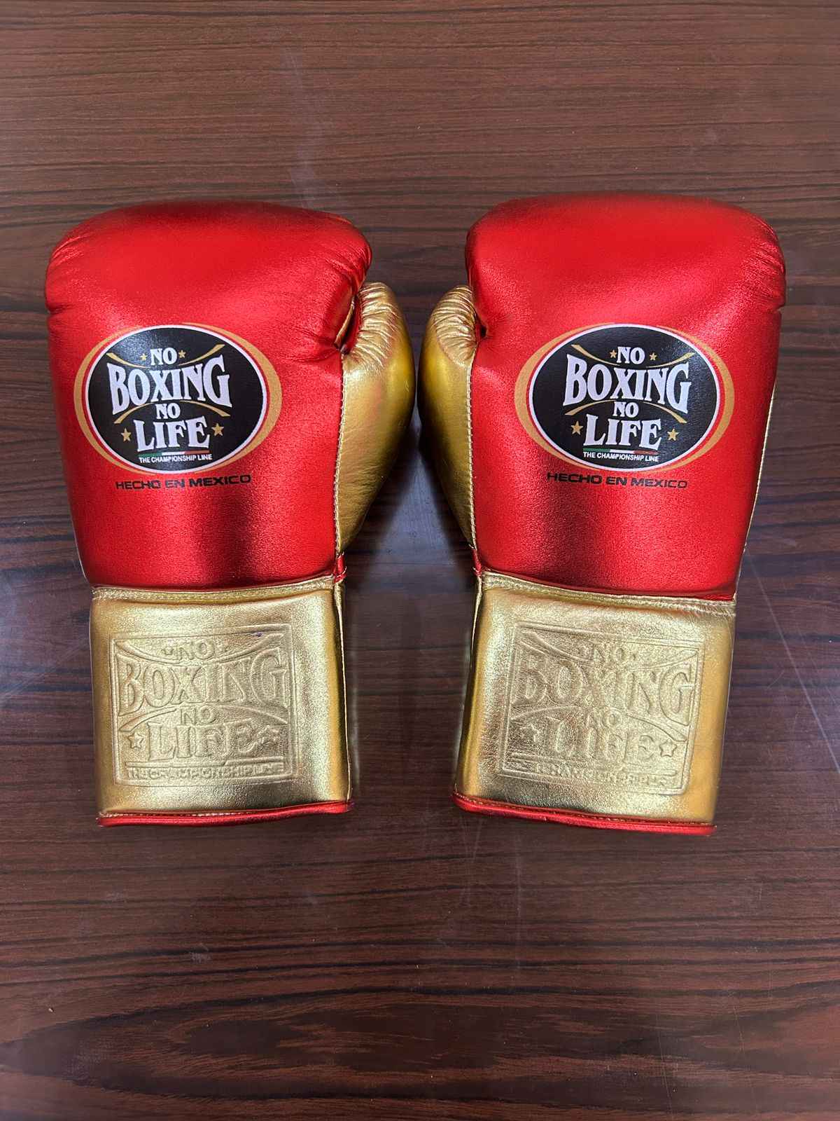 No Boxing No Life Red & Gold Complete Boxing Set (8oz–20oz) – Gloves, Headgear & Groin Guard for Professional Training & Sparring - PunchPro Boxing