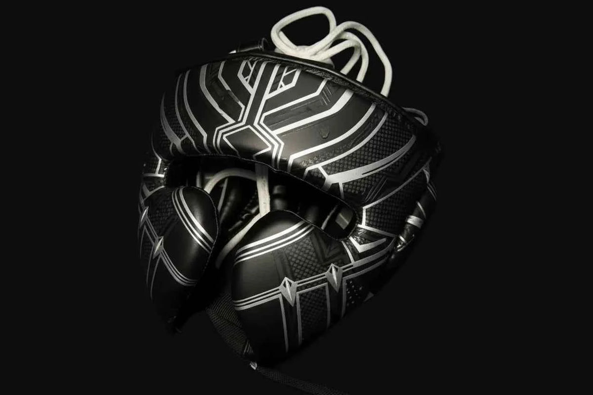 All-black leather sparring gloves close-up