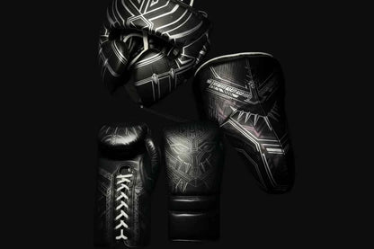Midnight stealth all-black sparring set - gloves, headgear and groinguard