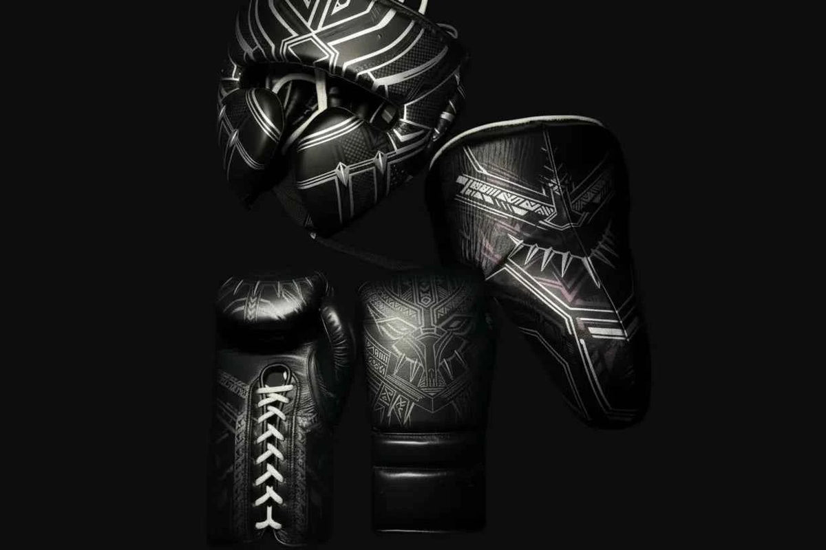 Custom Black Panther Sparring Set - Hand-Crafted Leather Gloves, Headgear & Groinguard - PunchPro Boxing