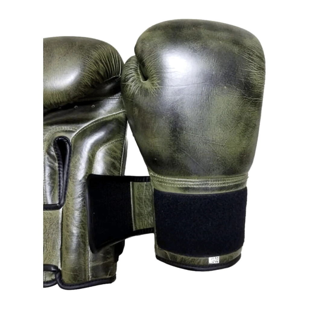 Army green leather velcro boxing gloves – alternate view 6