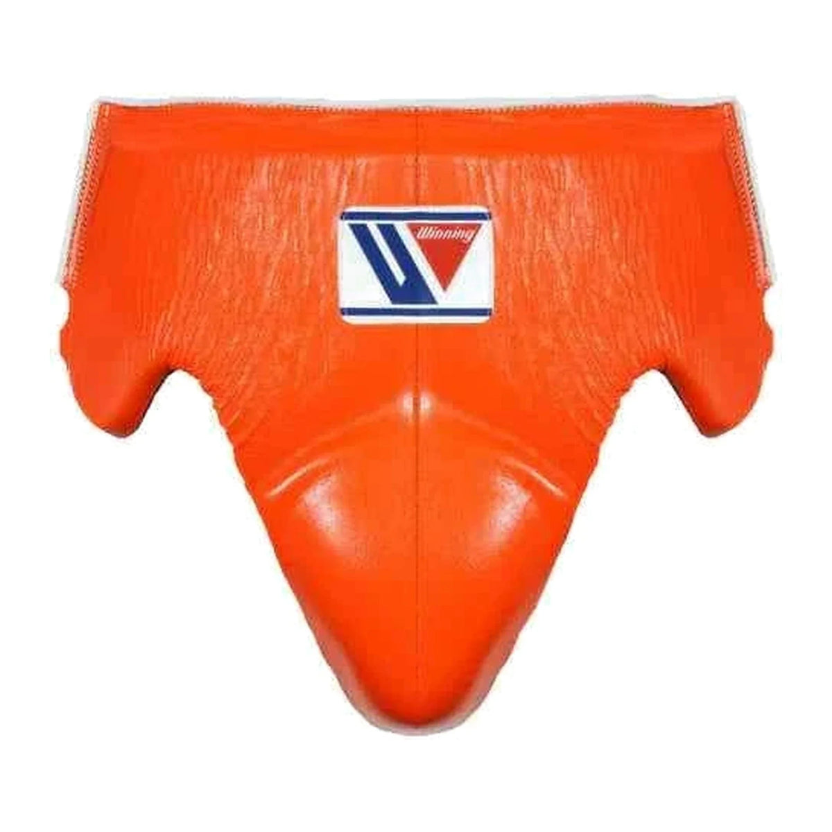 Boxing groin guard shown in five colourways including black, blue and orange