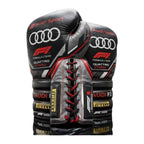 Carbon stealth boxing gloves palm view showing grip bar