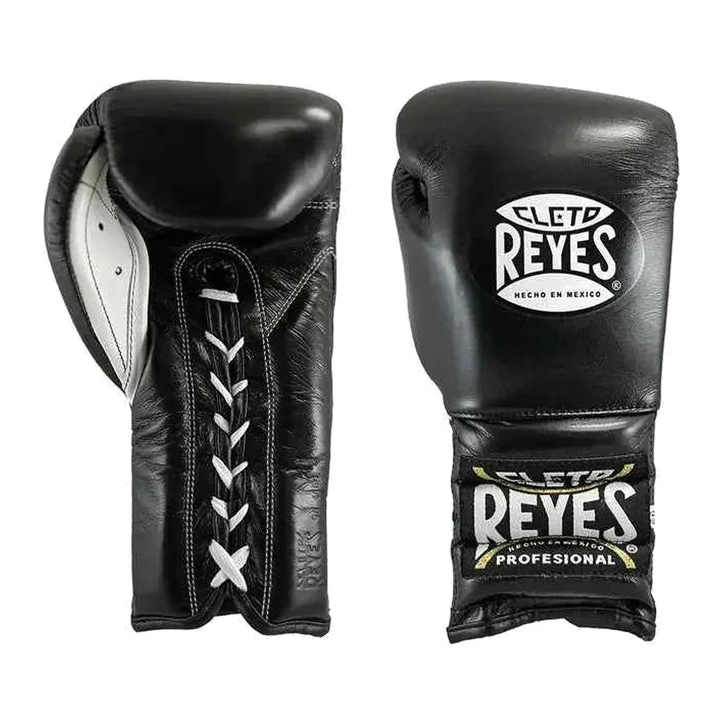 Cleto Reyes black lace-up boxing gloves, pair shown together