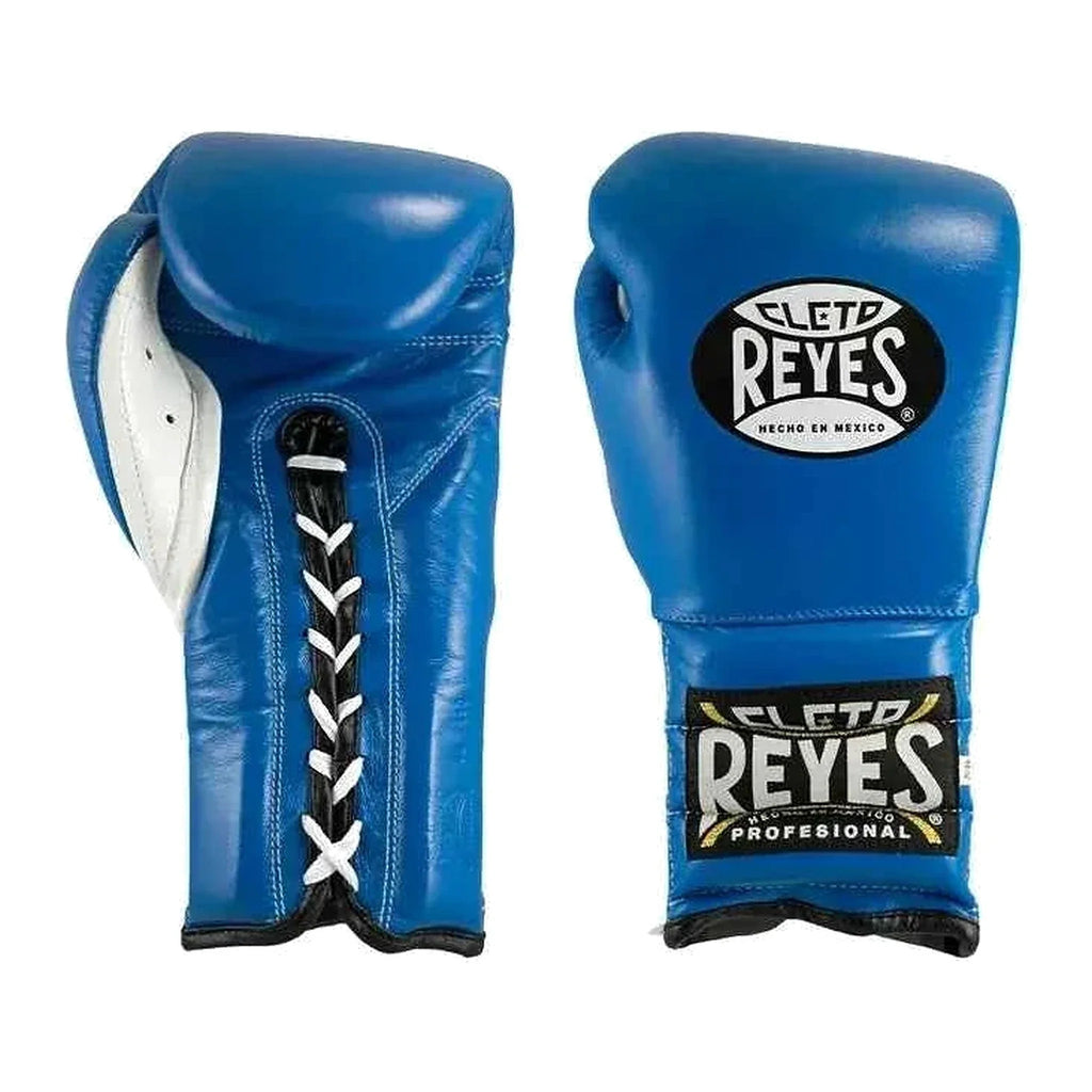 Cleto Reyes royal blue lace-up boxing gloves, pair shown together
