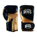 Cleto Reyes metallic gold and black boxing gloves, pair shown together