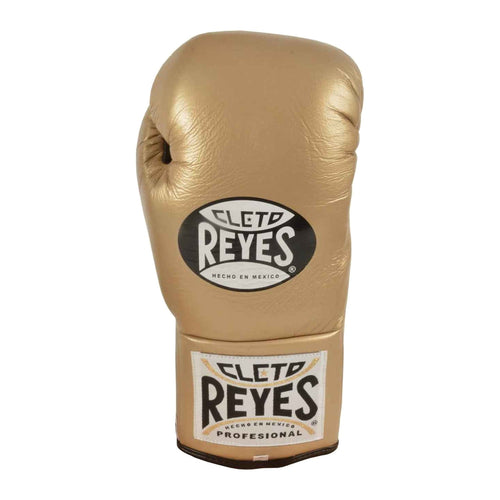 Cleto Reyes gold lace-up training and sparring gloves, pair shown together