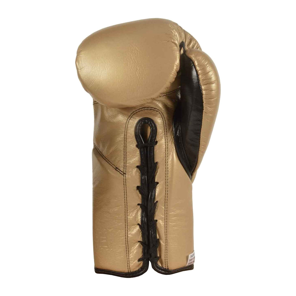 Cleto Reyes gold gloves lace-up closure and leather detail