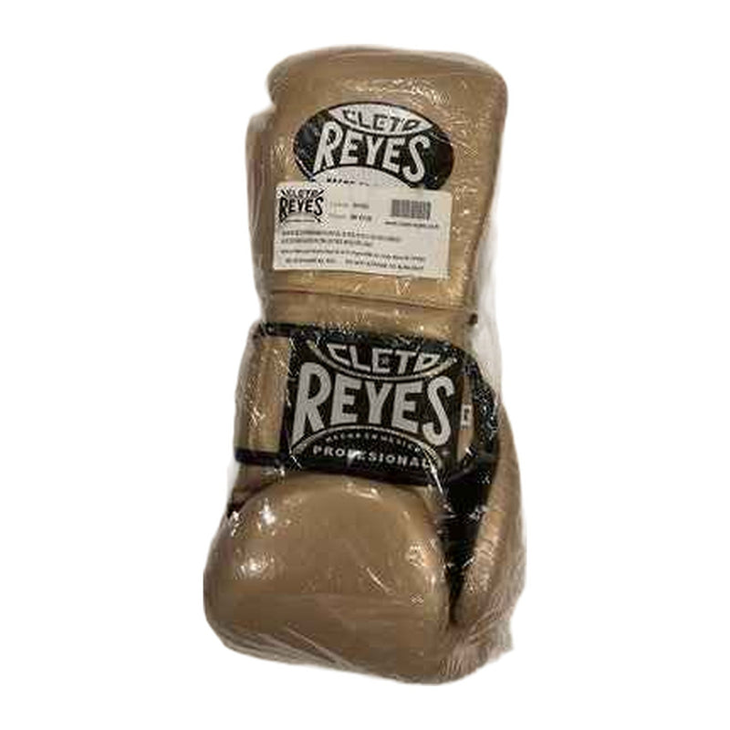 Cleto Reyes metallic gold hook-and-loop boxing gloves, pair together