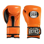 Cleto Reyes orange hook-and-loop boxing gloves, pair shown together