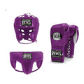 Cleto Reyes purple sparring set - lace-up gloves, headgear and groin guard