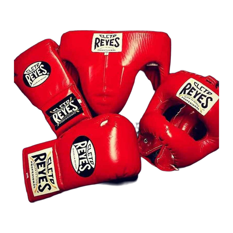 Cleto Reyes red sparring set - lace-up gloves, headgear and groin guard