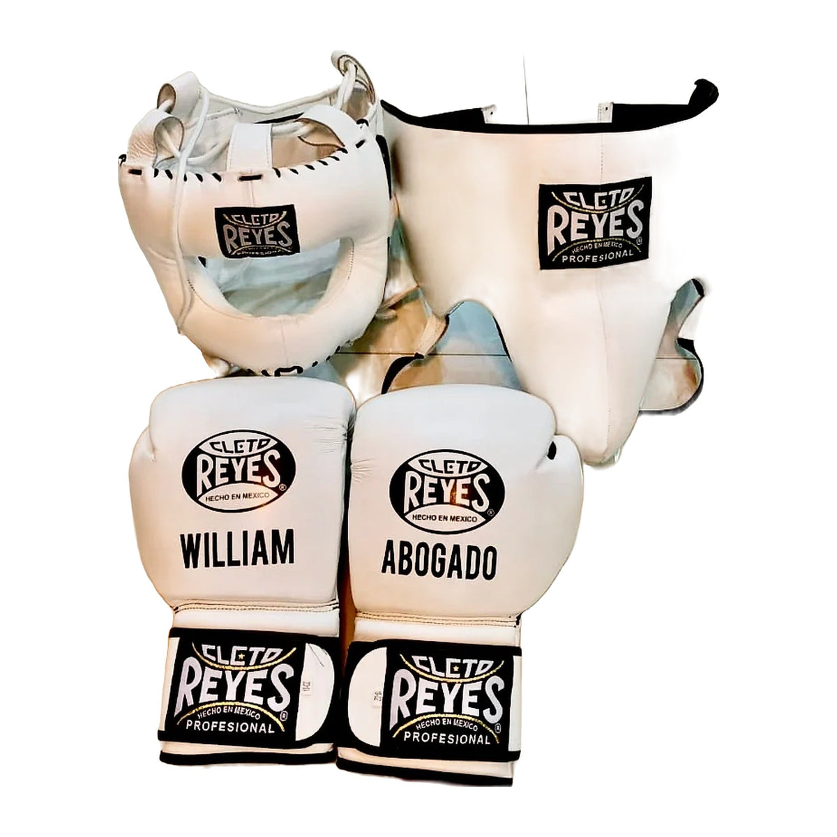 Cleto Reyes white sparring gloves detail showing contoured knuckle area