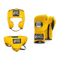 Cleto Reyes yellow sparring set - lace-up gloves, headgear and groin guard