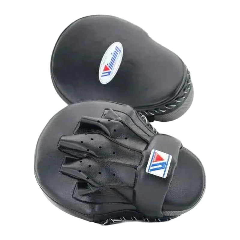 CM-10 compact curved focus mitts in all black leather