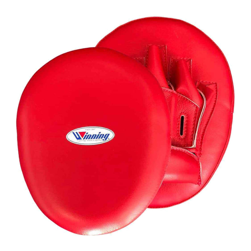 CM-20 curved punch mitts in classic red, pair shown together