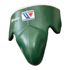 Forest green groin guard rear view showing waist belt