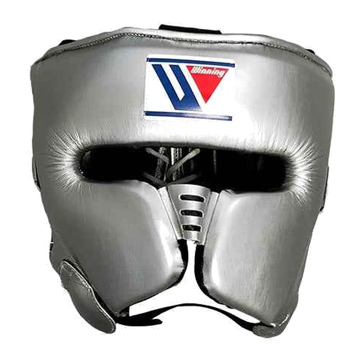 FG-2900 open-face boxing headgear in metallic silver, front view