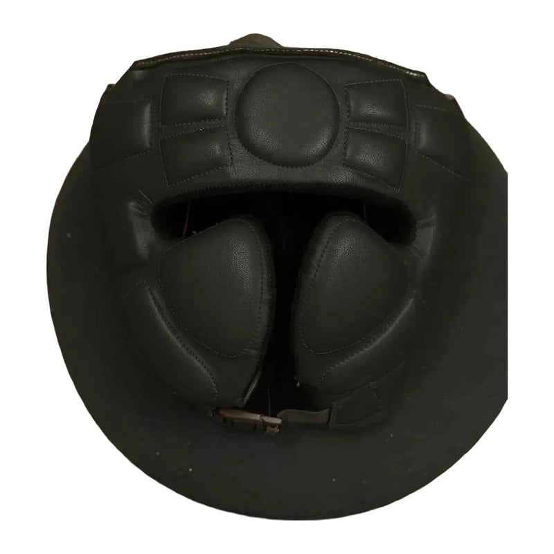 FG-5000 face-bar boxing headgear in stealth black, front view