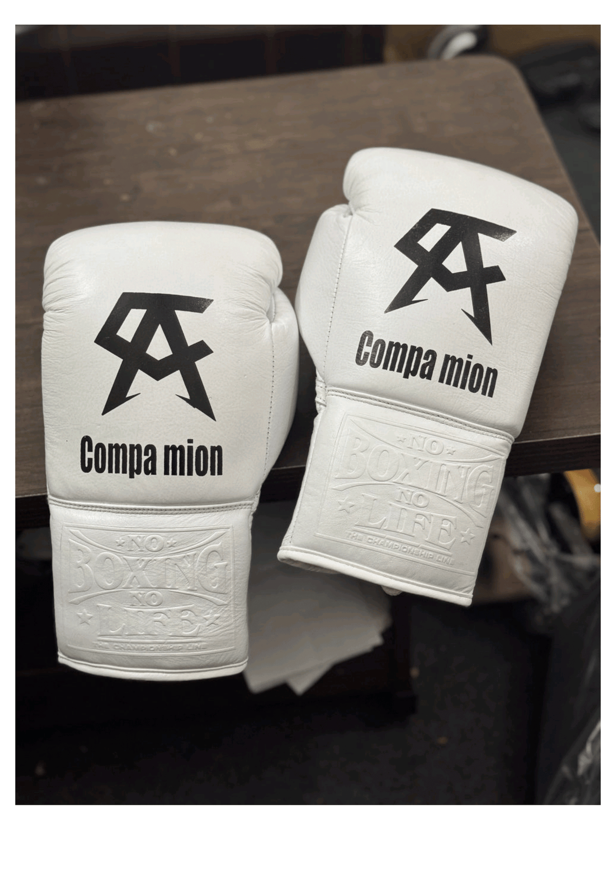 No Boxing No Life Professional Training Gloves - Compa mion White Edition - PunchPro Boxing