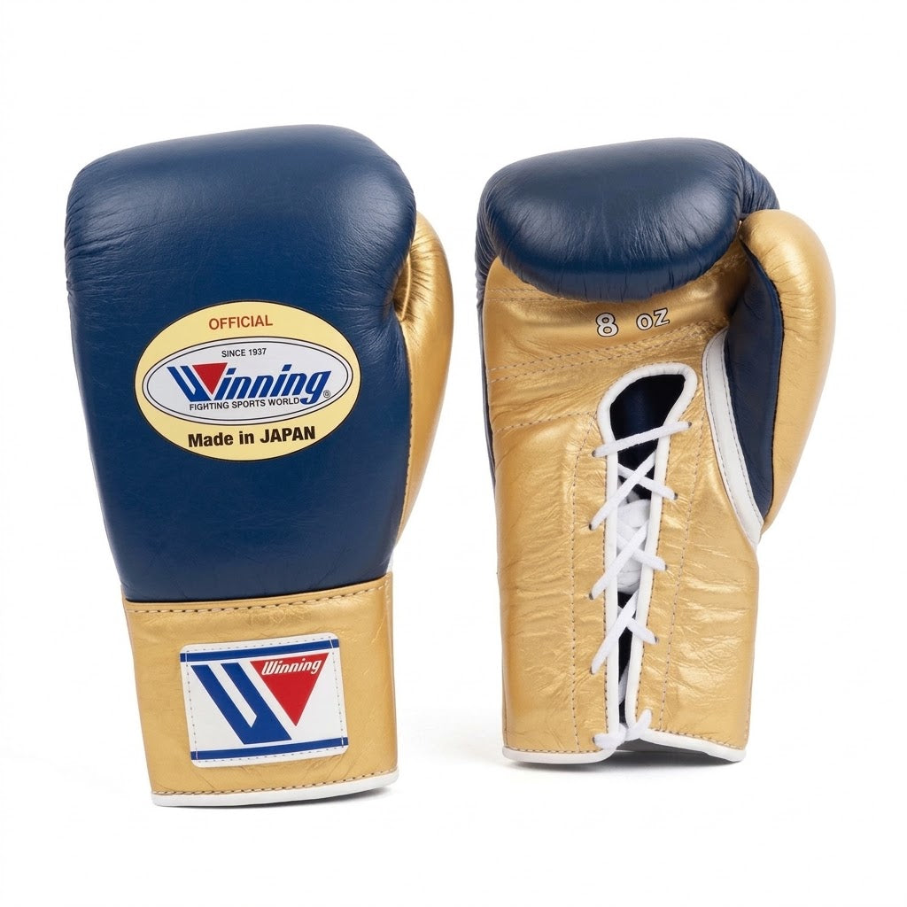 Winning Boxing Gloves Navy & Gold, pair view