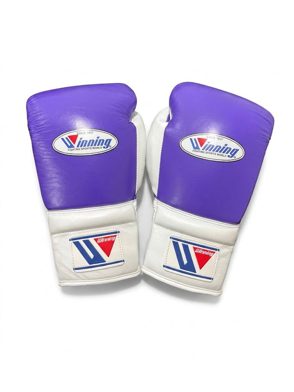Winning Boxing Gloves – White & Purple (8oz–16oz)