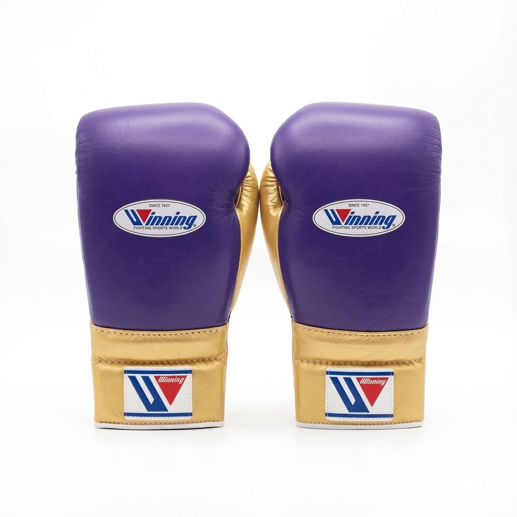 Winning Boxing Gloves Gold & Purple, side view