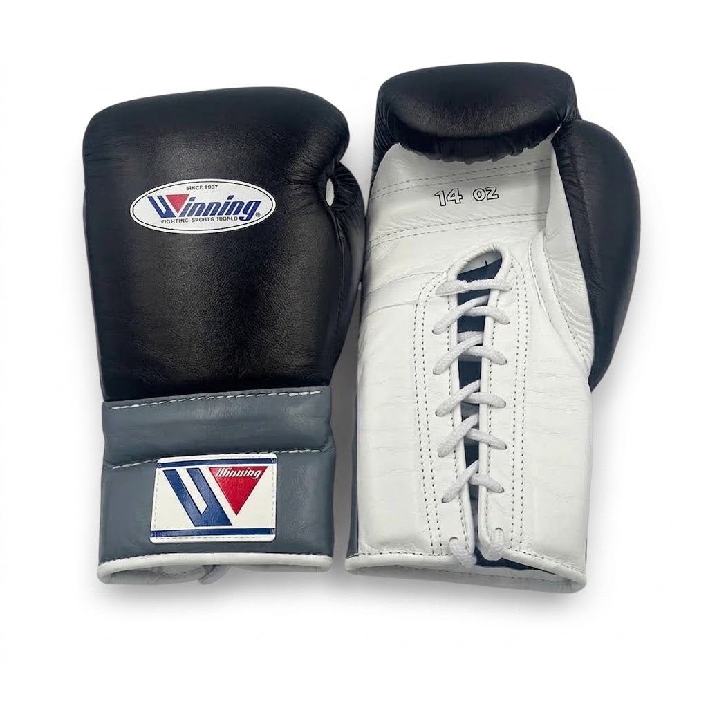Winning Boxing Gloves Black & White, side view