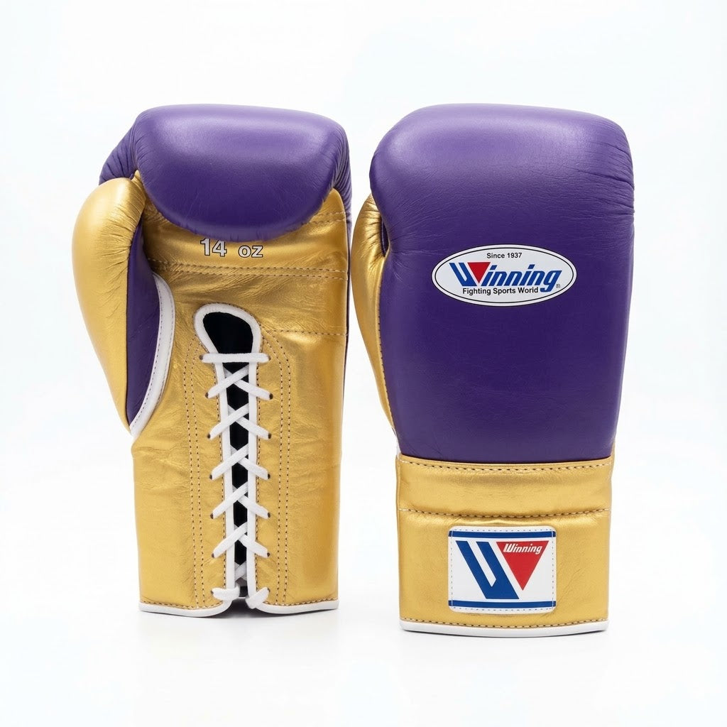 Winning Boxing Gloves Gold & Purple, pair view