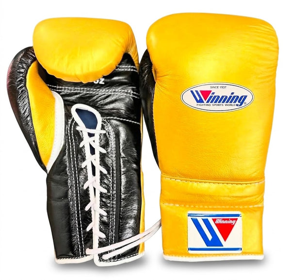 Winning Boxing Gloves – Yellow & Black (8oz–16oz)