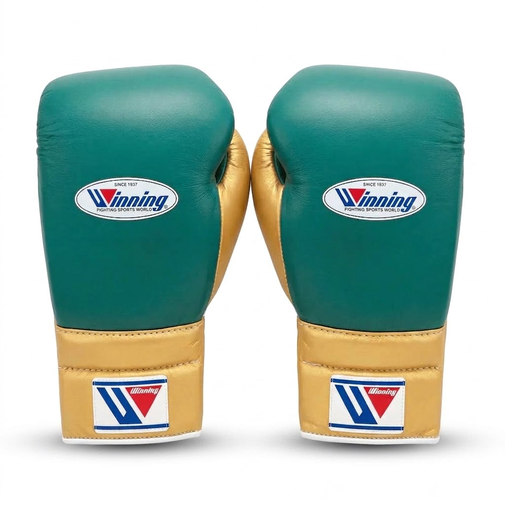 Winning Boxing Gloves Teal & Gold, side view