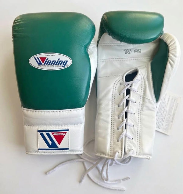 Winning Boxing Gloves – Forest Green & White (8oz–16oz)