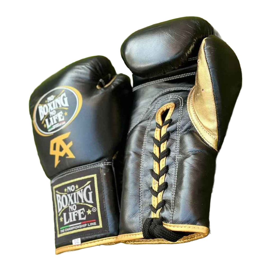 NBNL black & gold headgear front view with cheek protection