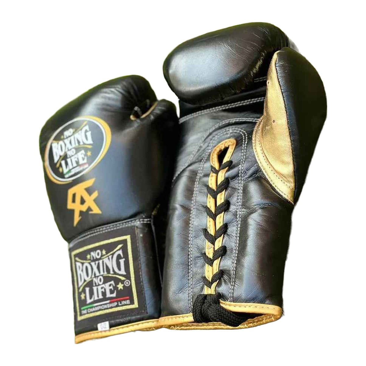 NBNL black & gold headgear front view with cheek protection