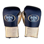 NBNL black & gold lace-up gloves close-up