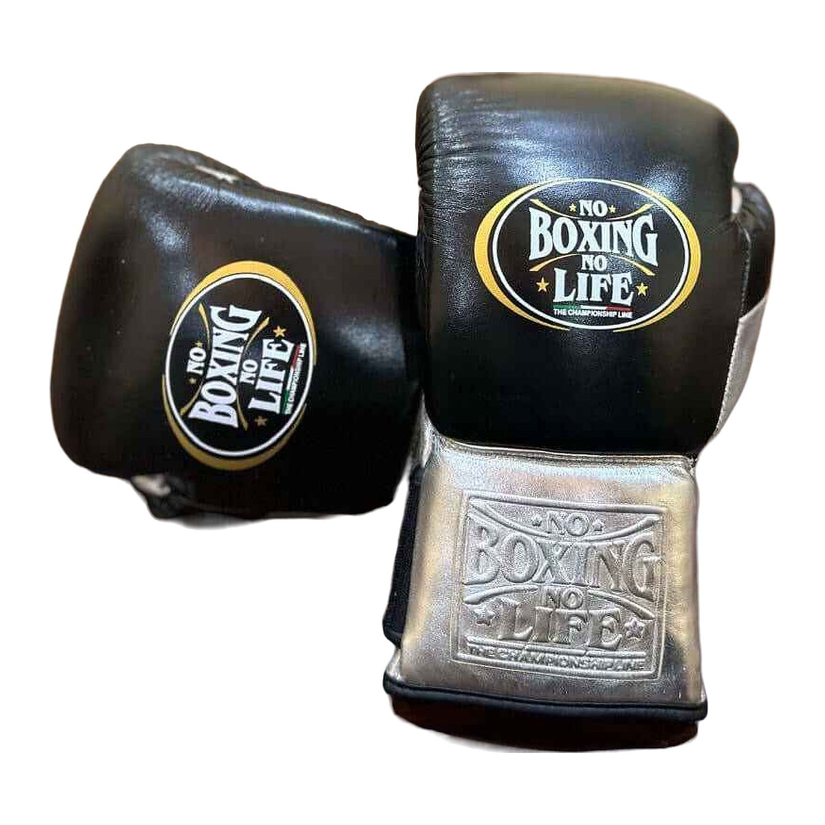 NBNL black & silver sparring set three pieces laid out together