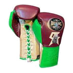 NBNL burgundy lime gloves side profile compact Mexican glove shape