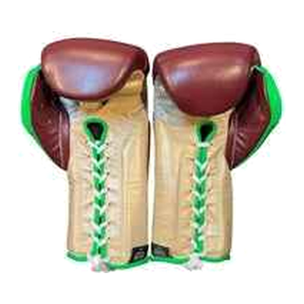 No Boxing No Life burgundy gloves close-up of lace-up wrist closure