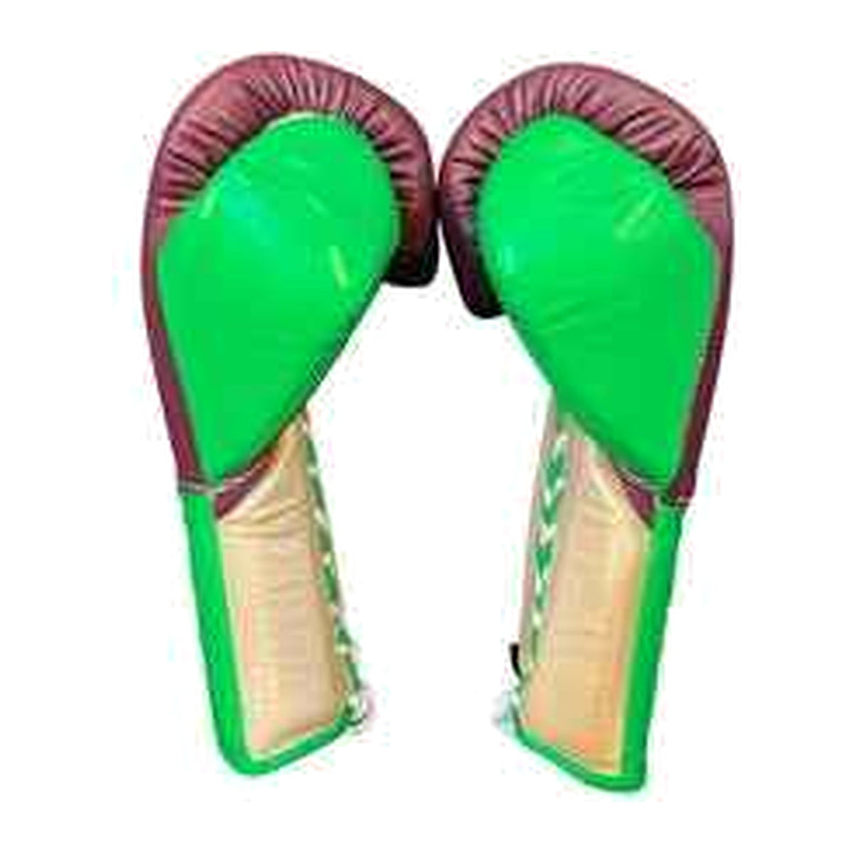 NBNL burgundy lime green gloves knuckle view flat striking surface