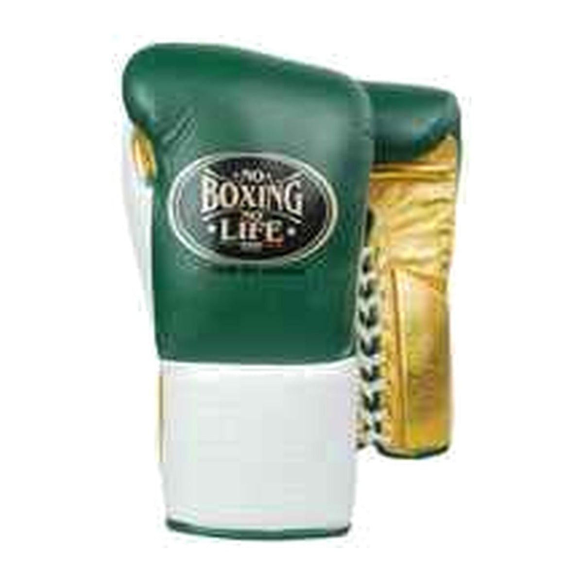 No Boxing No Life forest green white and gold boxing gloves - NBNL horsehair Mexican lace-up