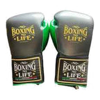 No Boxing No Life grey and forest green boxing gloves - NBNL horsehair Mexican lace-up