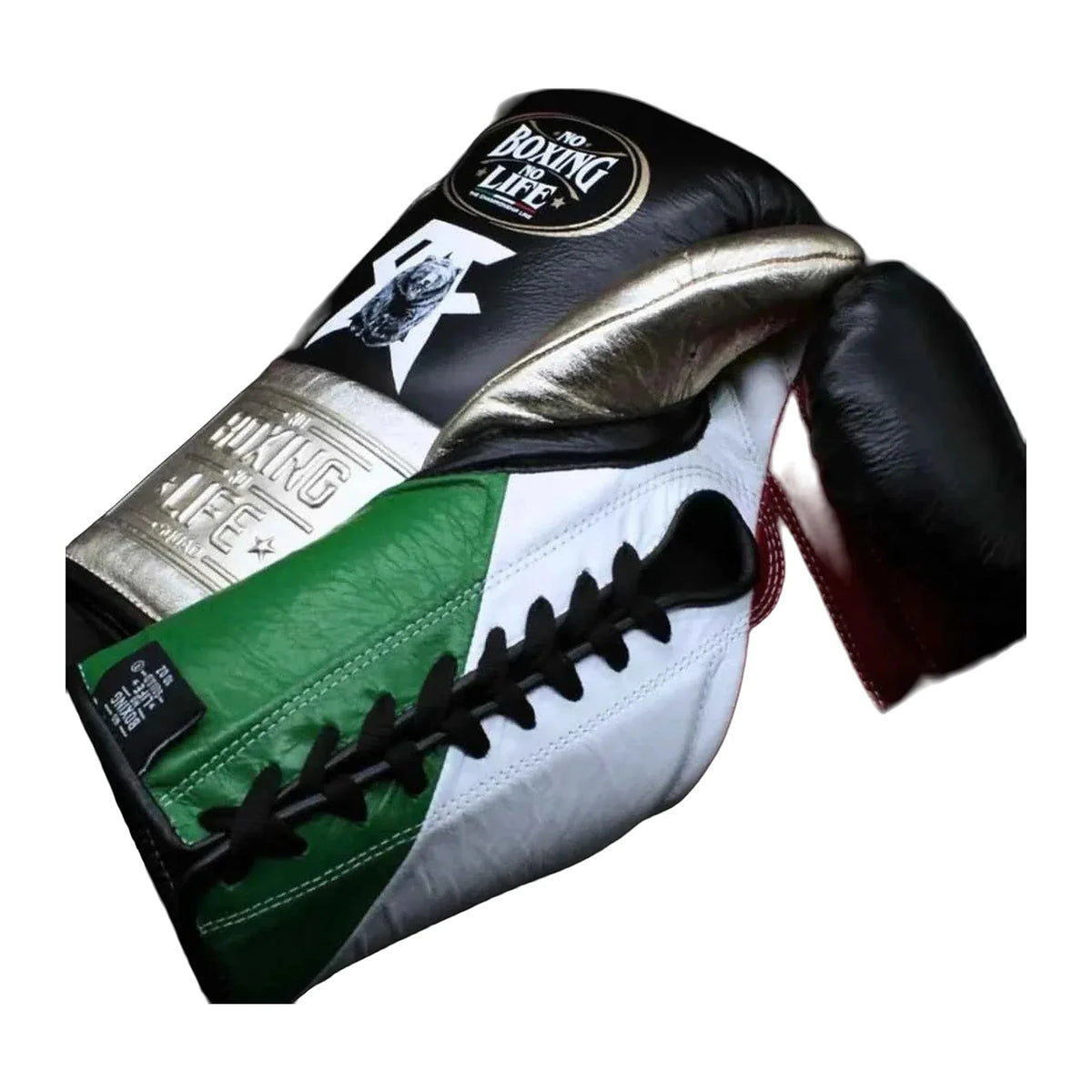 No Boxing No Life Grizzly tricolor gloves pair showing compact Mexican profile