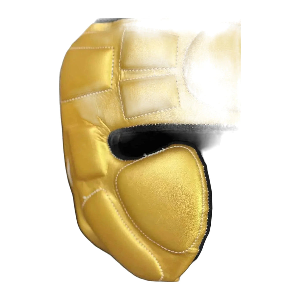 NBNL gold headgear side profile showing cheek protection